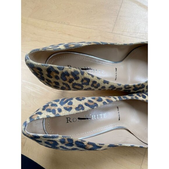 RON White "Cindy" Pointed Toe Leopard Heels BNWT Italy - Picture 9 of 10